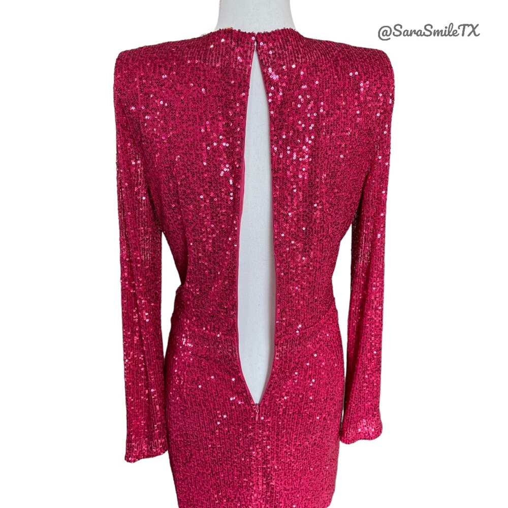 RAMY BROOK - Reba - Sequin Plunge V-Neck Long Sleeve Party Cocktail Dress - Picture 14 of 16